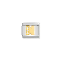 Nomination – COMPOSABLE Classic LETTERS in stainless steel with 18k gold and Cubic Zirconia (14_N)
