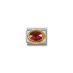 Nomination – COMPOSABLE CLASSIC FACETED Cubic zirconia, stainless steel and 18k gold (005_RED)