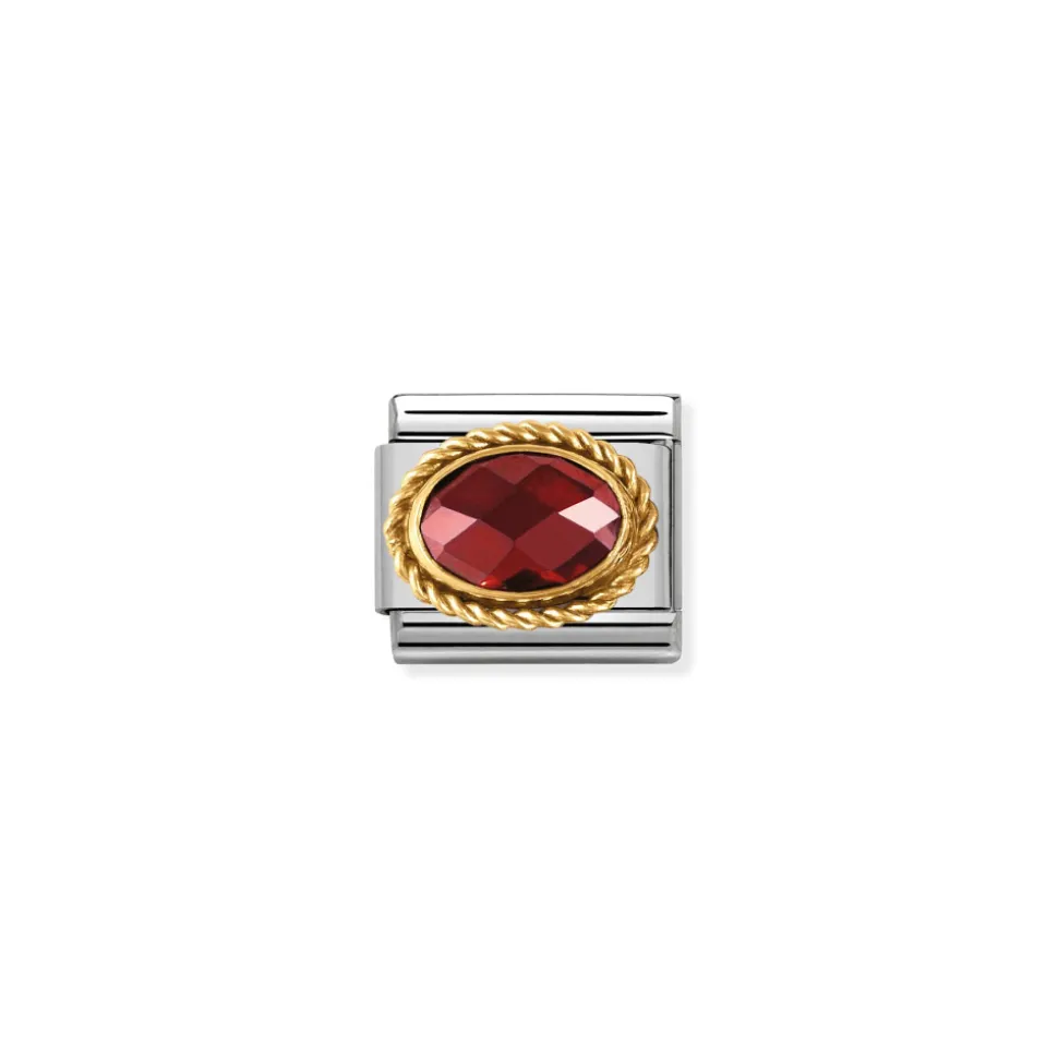 Nomination – COMPOSABLE CLASSIC FACETED Cubic zirconia, stainless steel and 18k gold (005_RED)