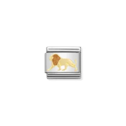 Nomination – COMPOSABLE Classic EARTH ANIMALS 1 in stainless steel with enamel and 18k gold (15_Lion)