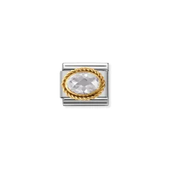 Nomination – COMPOSABLE CLASSIC FACETED Cubic zirconia, stainless steel and 18k gold (010_White)