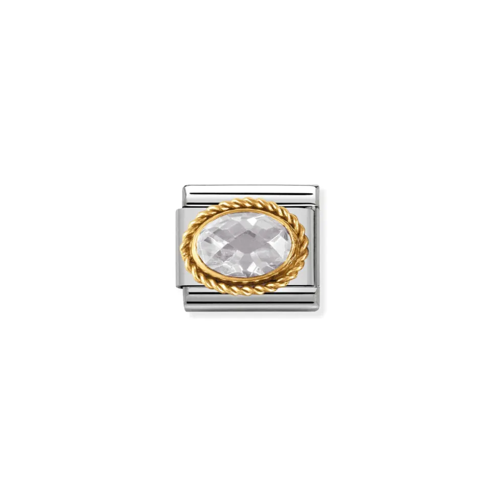 Nomination – COMPOSABLE CLASSIC FACETED Cubic zirconia, stainless steel and 18k gold (010_White)