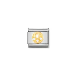 Nomination – COMPOSABLE Classic LETTERS in stainless steel with 18k gold and Cubic Zirconia (15_O)
