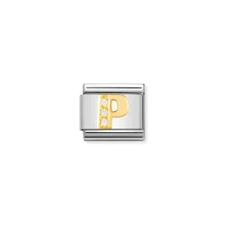 Nomination – COMPOSABLE Classic LETTERS in stainless steel with 18k gold and Cubic Zirconia (16_P)