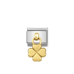 Nomination – Composable Classic CHARMS and steel and 18k gold (02_Four Leaf Clover CZ)