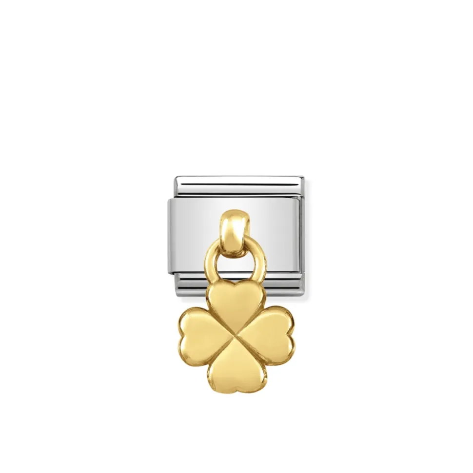 Nomination – Composable Classic CHARMS and steel and 18k gold (02_Four Leaf Clover CZ)