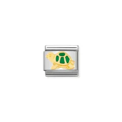 Nomination – COMPOSABLE Classic EARTH ANIMALS in stainless steel with enamel and 18k gold (12_GREEN tortoise)