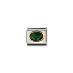 Nomination – COMPOSABLE Classic FACETED CUBIC zirconia, stainless steel and 18k gold EMERALD GREEN