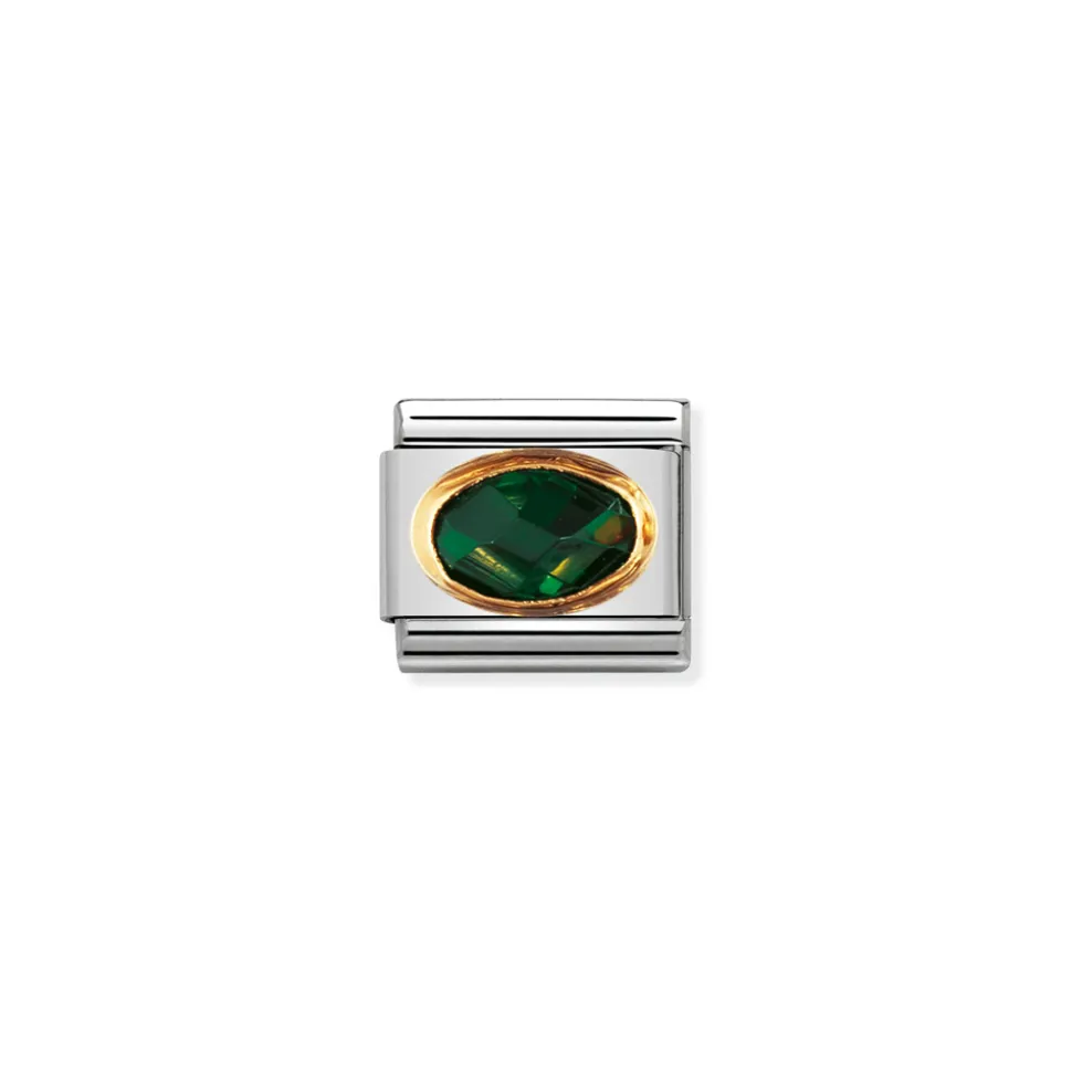 Nomination – COMPOSABLE Classic FACETED CUBIC zirconia, stainless steel and 18k gold EMERALD GREEN