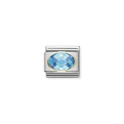 Nomination – COMPOSABLE Classic FACETED CUBIC zirconia, stainless steel and 18k gold LIGHT BLUE
