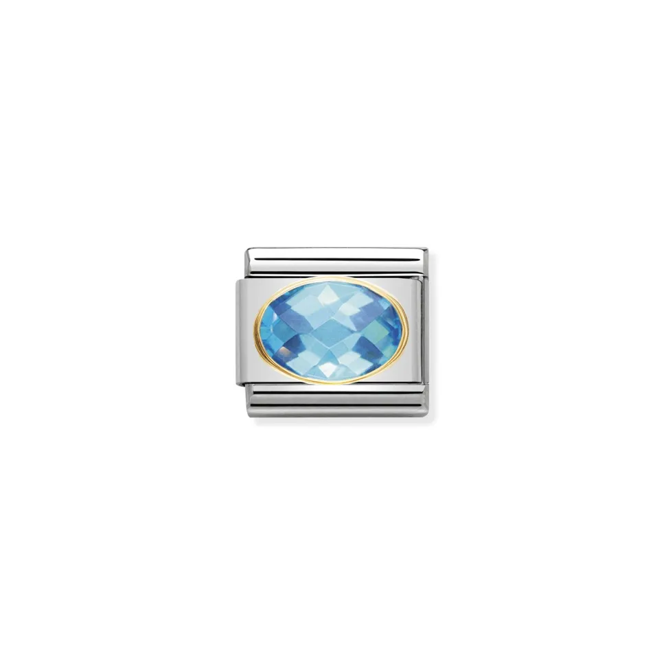 Nomination – COMPOSABLE Classic FACETED CUBIC zirconia, stainless steel and 18k gold LIGHT BLUE