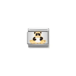 Nomination – COMPOSABLE Classic EARTH ANIMALS in stainless steel with enamel and 18k gold Panda