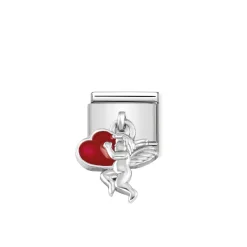 Nomination – Composable Classic CHARMS steel, 925 sterling silver and enamel Angel with heart