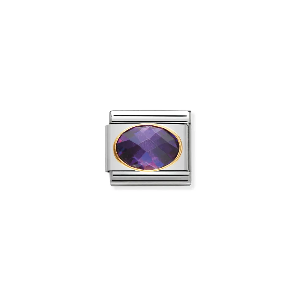 Nomination – COMPOSABLE Classic FACETED CUBIC zirconia, stainless steel and 18k gold PURPLE