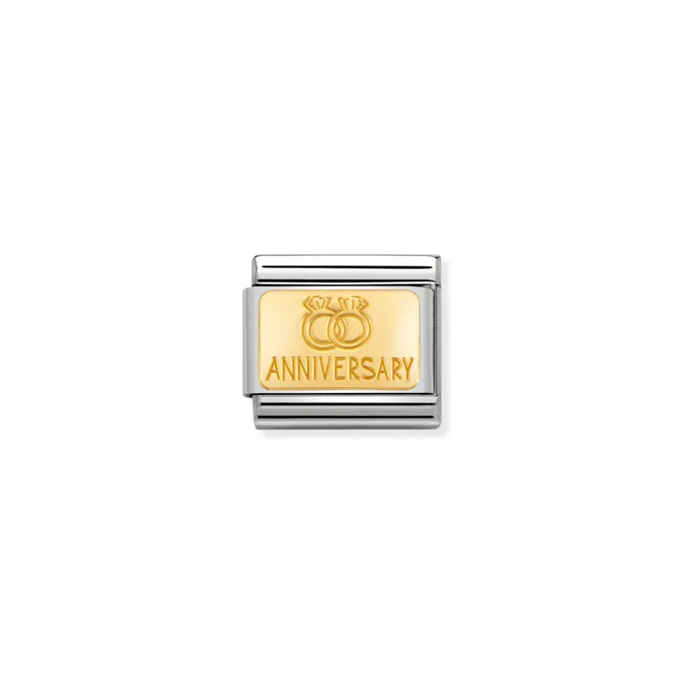 Nomination – COMPOSABLE Classic ENGRAVED SIGNS in stainless steel with 18k gold CUSTOM Anniversary with wedding rings
