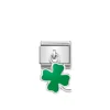 Nomination – Composable Classic CHARMS steel, 925 sterling silver and enamel Green four-leaf clover