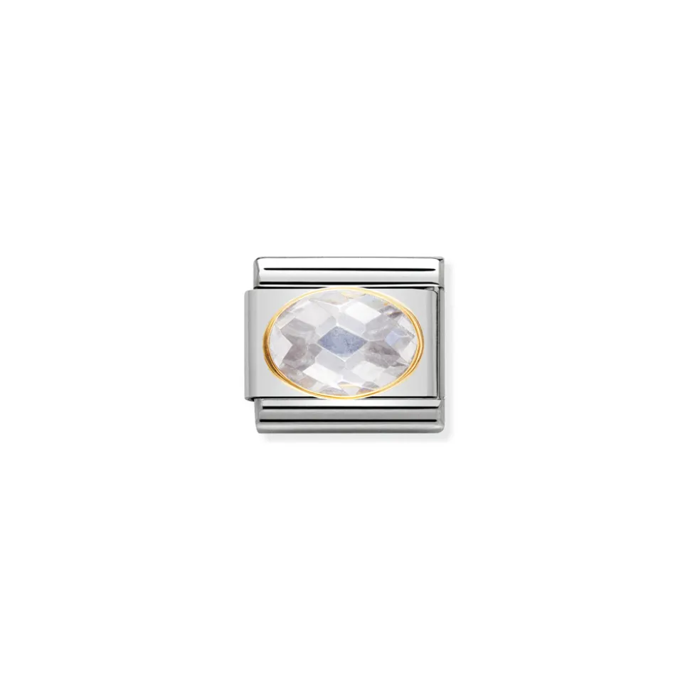 Nomination – COMPOSABLE Classic FACETED CUBIC zirconia, stainless steel and 18k gold White