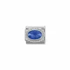 Nomination – Composable Classic FACETED CZ in stainless steel with 925 sterling silver setting and detail BLUE