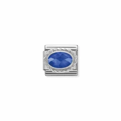 Nomination – Composable Classic FACETED CZ in stainless steel with 925 sterling silver setting and detail BLUE