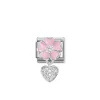 Nomination – Composable Classic CHARMS steel, 925 sterling silver, enamel and cz (01_Pink flower with heart)