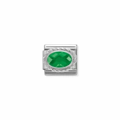 Nomination – Composable Classic FACETED CZ in stainless steel with 925 sterling silver setting and detail EMERALD GREEN