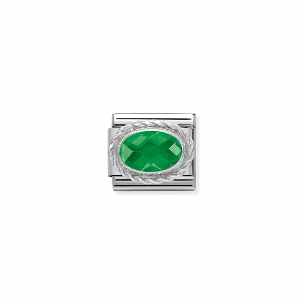 Nomination – Composable Classic FACETED CZ in stainless steel with 925 sterling silver setting and detail EMERALD GREEN