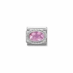 Nomination – Composable Classic FACETED CZ in stainless steel with 925 sterling silver setting and detail PINK