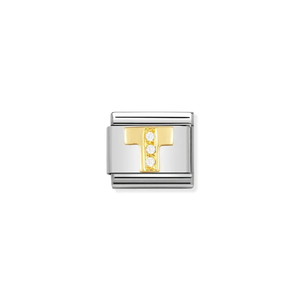 Nomination – COMPOSABLE Classic LETTERS in stainless steel with 18k gold and Cubic Zirconia (20_T)