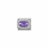 Nomination – Composable Classic FACETED CZ in stainless steel with 925 sterling silver setting and detail PURPLE