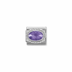 Nomination – Composable Classic FACETED CZ in stainless steel with 925 sterling silver setting and detail PURPLE