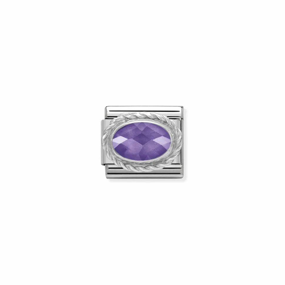Nomination – Composable Classic FACETED CZ in stainless steel with 925 sterling silver setting and detail PURPLE