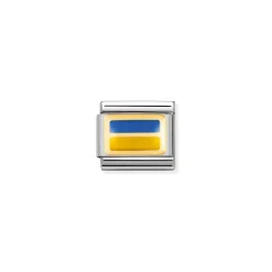 Nomination – COMPOSABLE Classic EUROPE FLAG in stainless steel with enamel and 18k gold (43_UKRAINE)