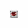 Nomination – Composable Classic FACETED CZ in stainless steel with 925 sterling silver setting and detail RED