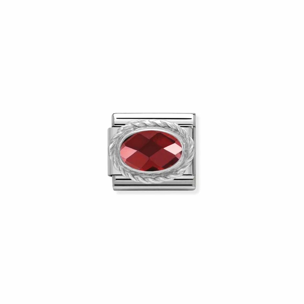 Nomination – Composable Classic FACETED CZ in stainless steel with 925 sterling silver setting and detail RED