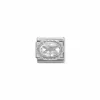 Nomination – Composable Classic FACETED CZ in stainless steel with 925 sterling silver setting and detail White
