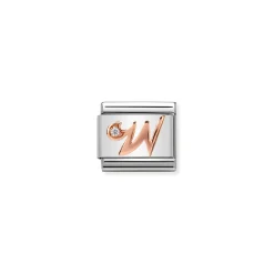 Nomination – Composable Classic LETTERS steel, zircon and 9k rose gold W