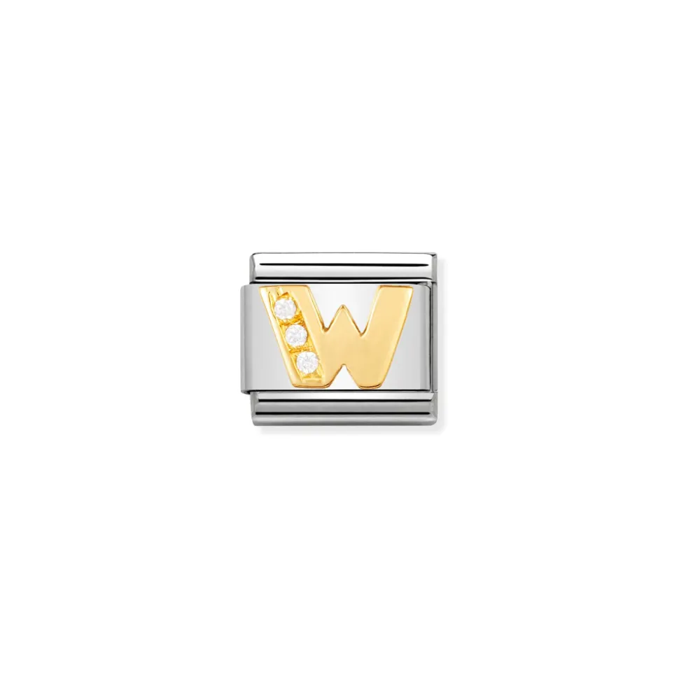 Nomination – COMPOSABLE Classic LETTERS in stainless steel with 18k gold and Cubic Zirconia (23_W)