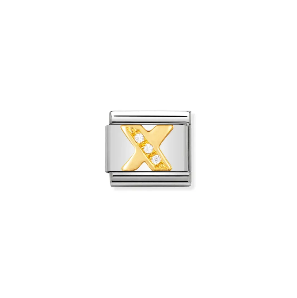Nomination – COMPOSABLE Classic LETTERS in stainless steel with 18k gold and Cubic Zirconia (24_X)