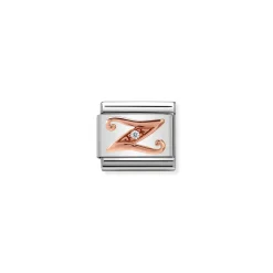 Nomination – Composable Classic LETTERS steel, zircon and 9k rose gold Z