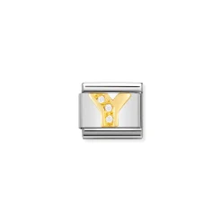 Nomination – COMPOSABLE Classic LETTERS in stainless steel with 18k gold and Cubic Zirconia (25_Y)