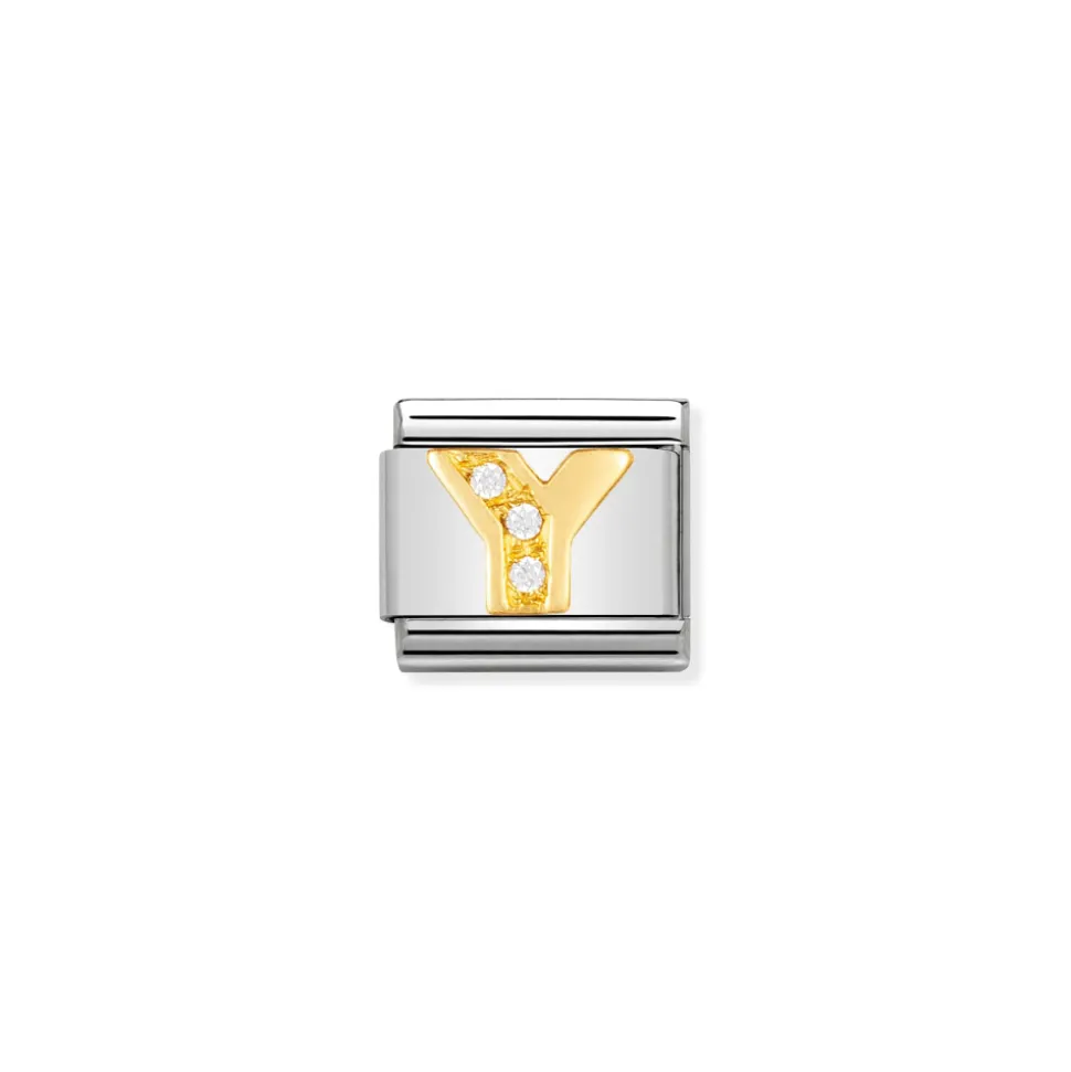 Nomination – COMPOSABLE Classic LETTERS in stainless steel with 18k gold and Cubic Zirconia (25_Y)