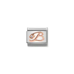 Nomination – Composable Classic LETTERS steel, zircon and 9k rose gold B