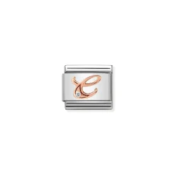 Nomination – Composable Classic LETTERS steel, zircon and 9k rose gold C