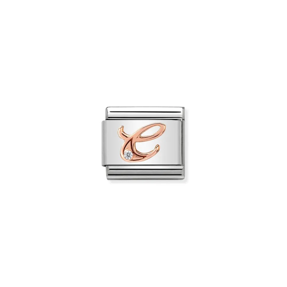 Nomination – Composable Classic LETTERS steel, zircon and 9k rose gold C