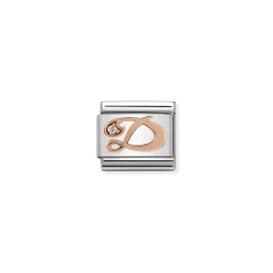 Nomination – Composable Classic LETTERS steel, zircon and 9k rose gold D