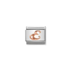 Nomination – Composable Classic LETTERS steel, zircon and 9k rose gold E