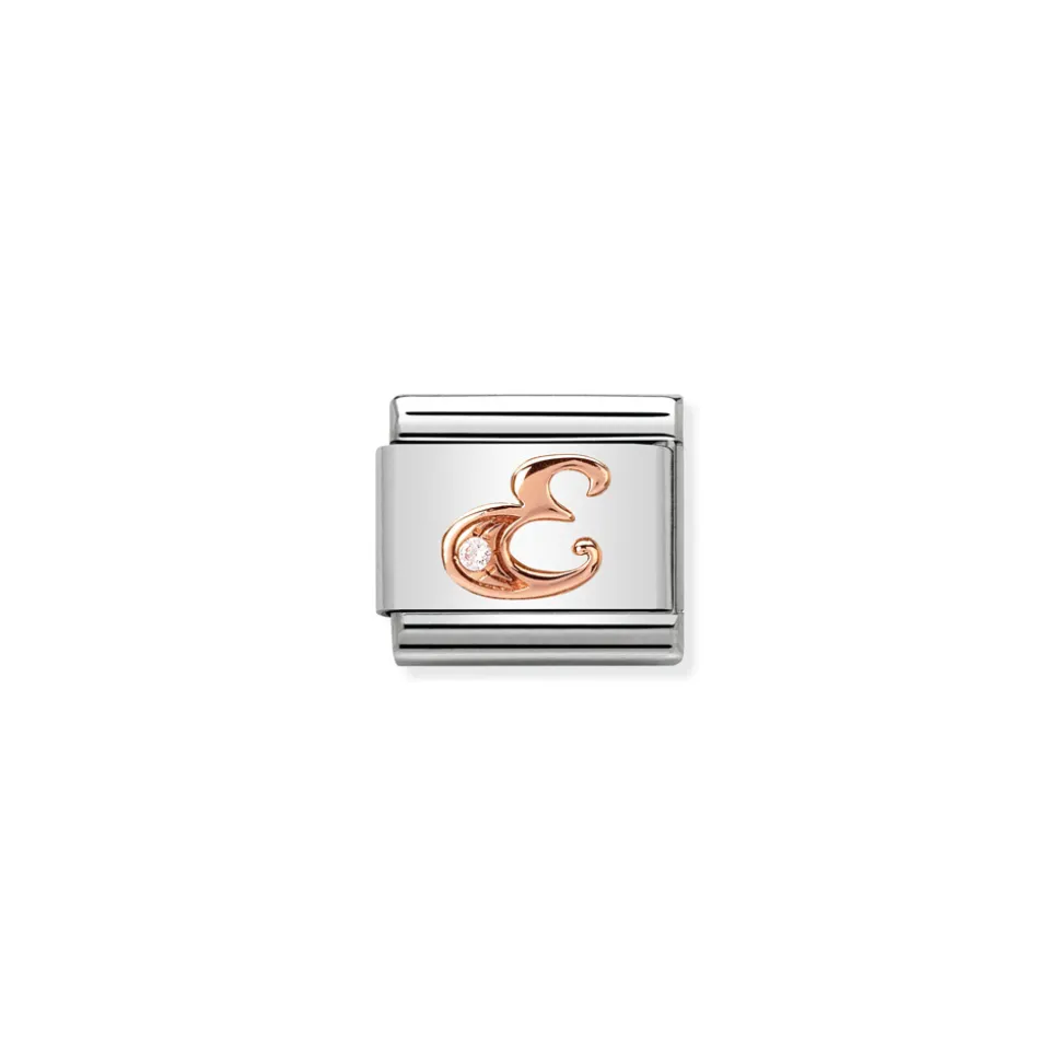 Nomination – Composable Classic LETTERS steel, zircon and 9k rose gold E