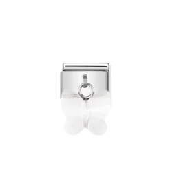 Nomination – COMPOSABLE Classic links in stainless steel with CRYSTAL butterflies White