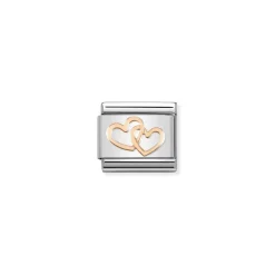 Nomination – Composable Classic SYMBOLS steel and 9k rose gold Linked hearts