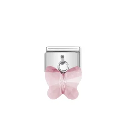 Nomination – COMPOSABLE Classic links in stainless steel with CRYSTAL butterflies Pink